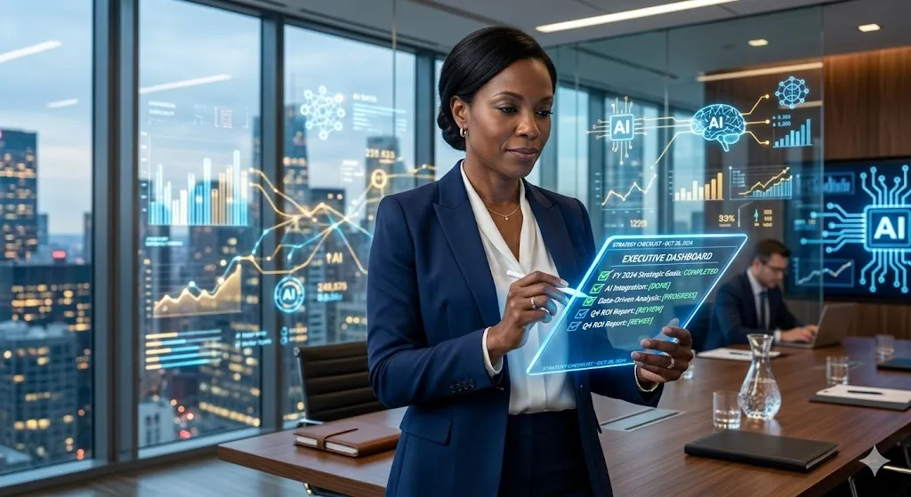 Business leader checking off items on an AI readiness checklist